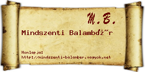 Mindszenti Balambér névjegykártya